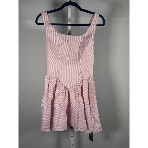 NWT Halara Pink Striped Ruffle Mini Dress Size XS - Picture 2 of 6